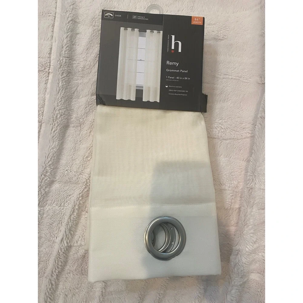 Set of 2 Home Expressions Remy Sheer Grommet Curtains Panel‎ Egret White 40x84